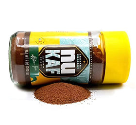 Gourmanity nuKAF chicory powder blending into a warm beverage