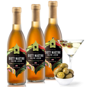 Gourmanity Olive Juice bottle ready for dirty martinis delivers bar-quality flavor.