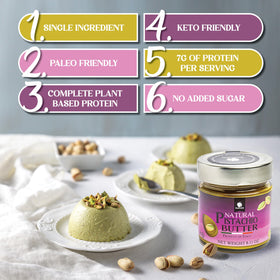 Gourmanity pistachio butter serving provides about 7g protein.