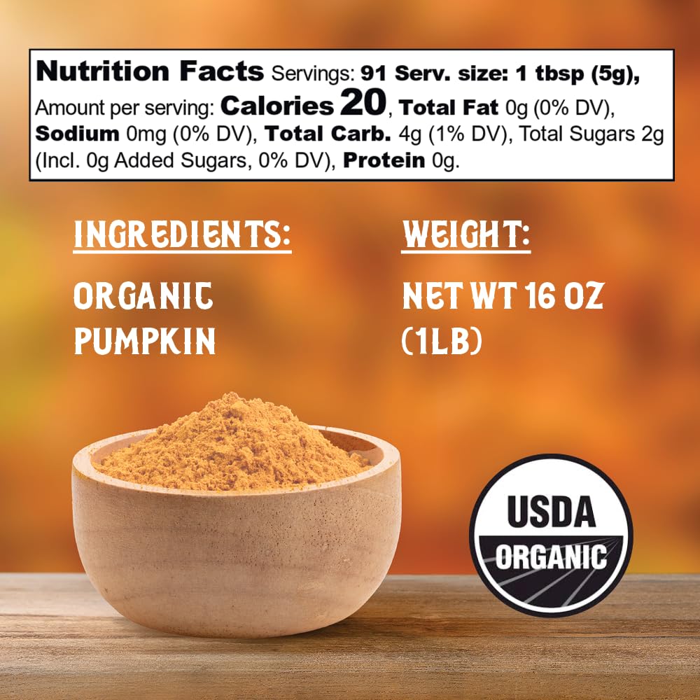 Gourmanity pumpkin powder in a bowl showing natural color for autumn recipes