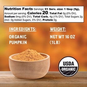 Gourmanity pumpkin powder in a bowl showing natural color for autumn recipes