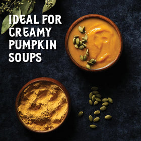 Gourmanity pumpkin powder added to soups for natural sweetness and body