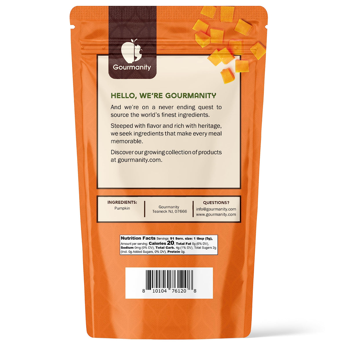 Gourmanity pumpkin powder seal and quality standards label