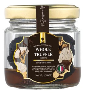 Gourmanity Tartufi whole black truffles in brine jar; great for pasta and sauces