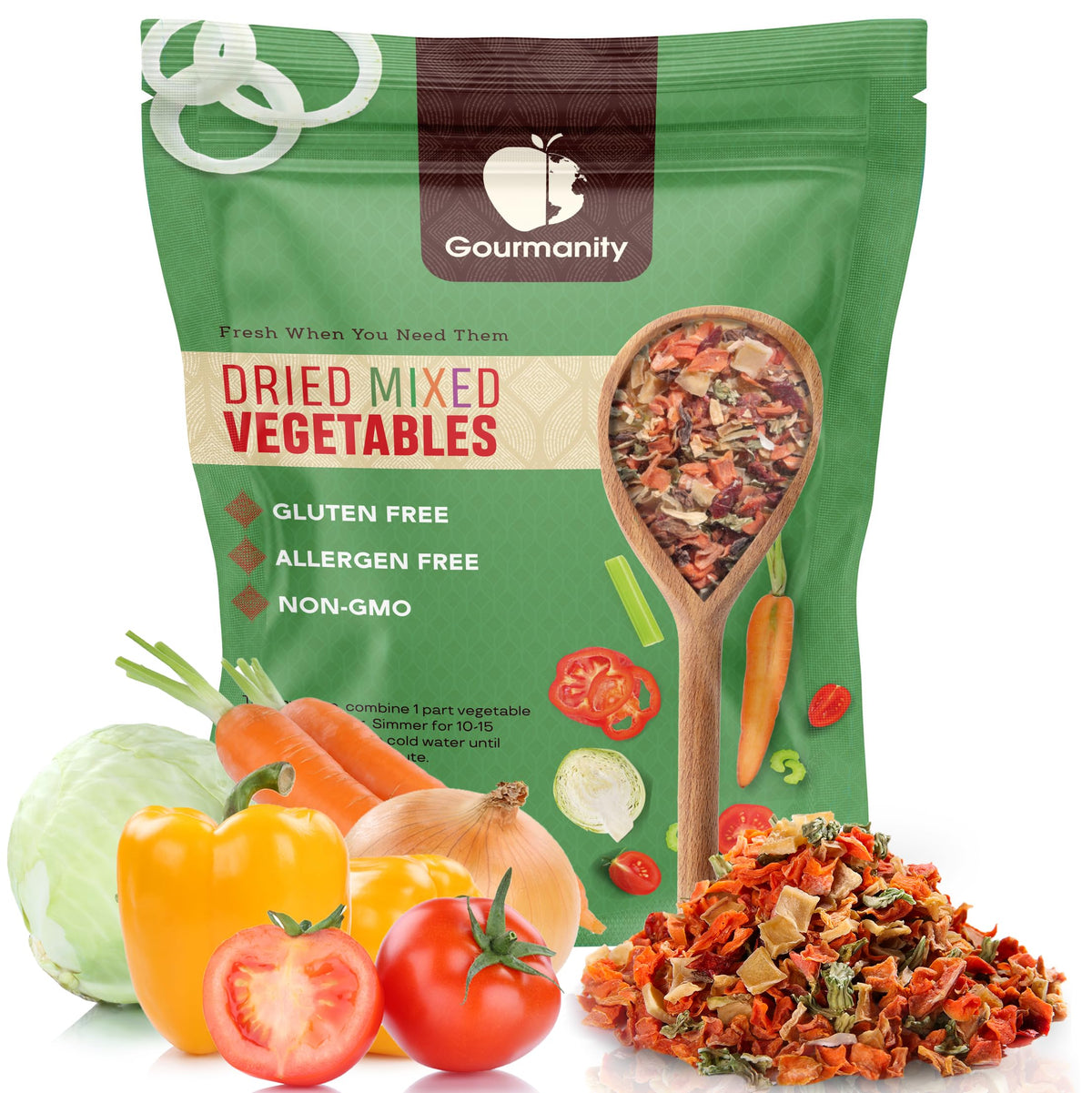 Gourmanity vegetable soup blend 2lb bag enhances ramen and stews with colorful vegetables