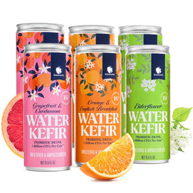 Gourmanity Water Kefir elderflower can, probiotic refreshment on the go.