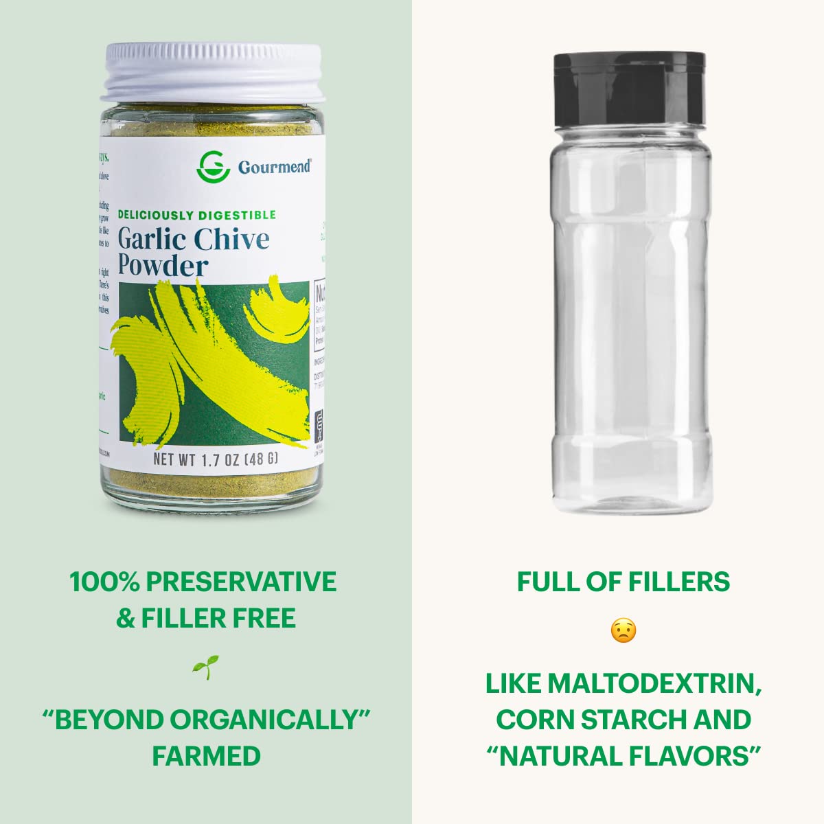 Gourmend Garlic Chive Powder on a sauce bowl provides garlic-like aroma without fillers.