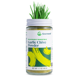 Gourmend Garlic Chive Powder with scoop for easy portioning in quick, low-FODMAP meals.