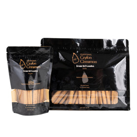 Sri Lanka origin emphasizes True Cinnamon quality and low coumarin content.