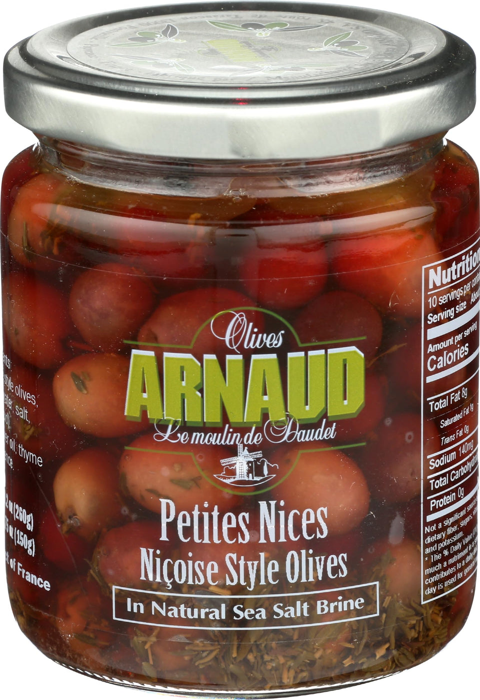Gourmet Food Solutions ARNAUD Niçoise olives in a jar with simple, fruity Provencal flavor.