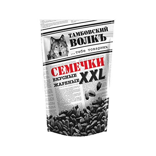 Tambovsky Volk XXL roasted sunflower seeds front view; crunchy snack-ready