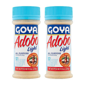 Goya Adobo Light with Pepper bottle front view for quick seasoning in any dish.