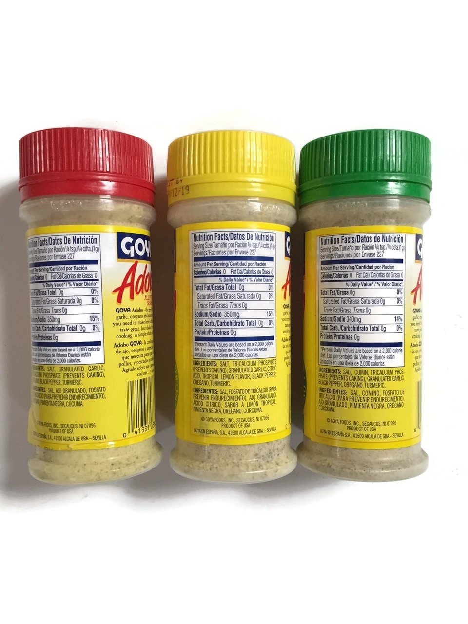 Goya Adobo Pepper seasoning jar adds savory depth to chicken or vegetables.