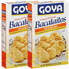 Goya Bacalaitos mix front view shows two-pack packaging for quick meals.