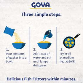 Goya Bacalaitos packaging with serving ideas on label.