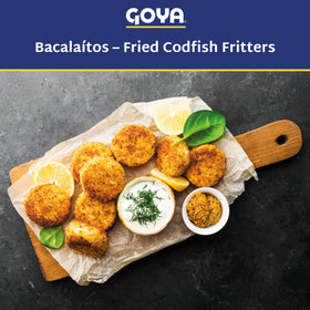 Goya Bacalaitos plated fritters ready for family dinner.
