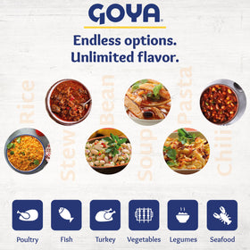 Goya brand logo and farm-to-table focus for trusted Latin pantry staples.