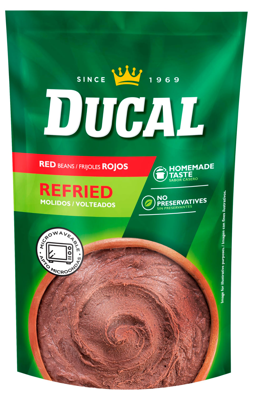 Goya Ducal refried red beans pouch ready-to-eat for quick meals.
