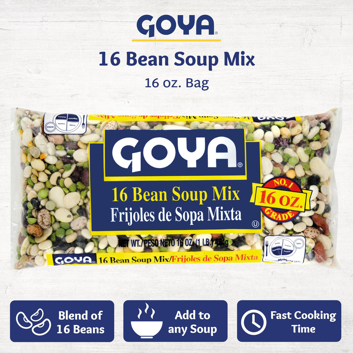 Goya Frijoles Goya bean mix close-up highlights color variety for cooking.