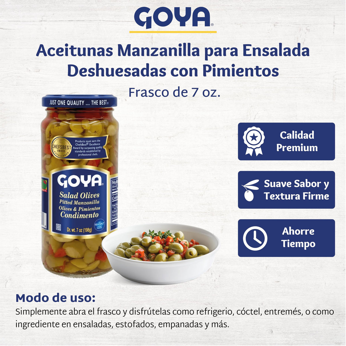 Goya gourmet olives on a tapas plate add color and aroma.