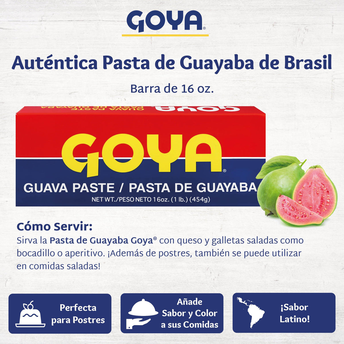 Goya Guava Paste bar slice closeup suggesting creamy texture and tropical aroma.