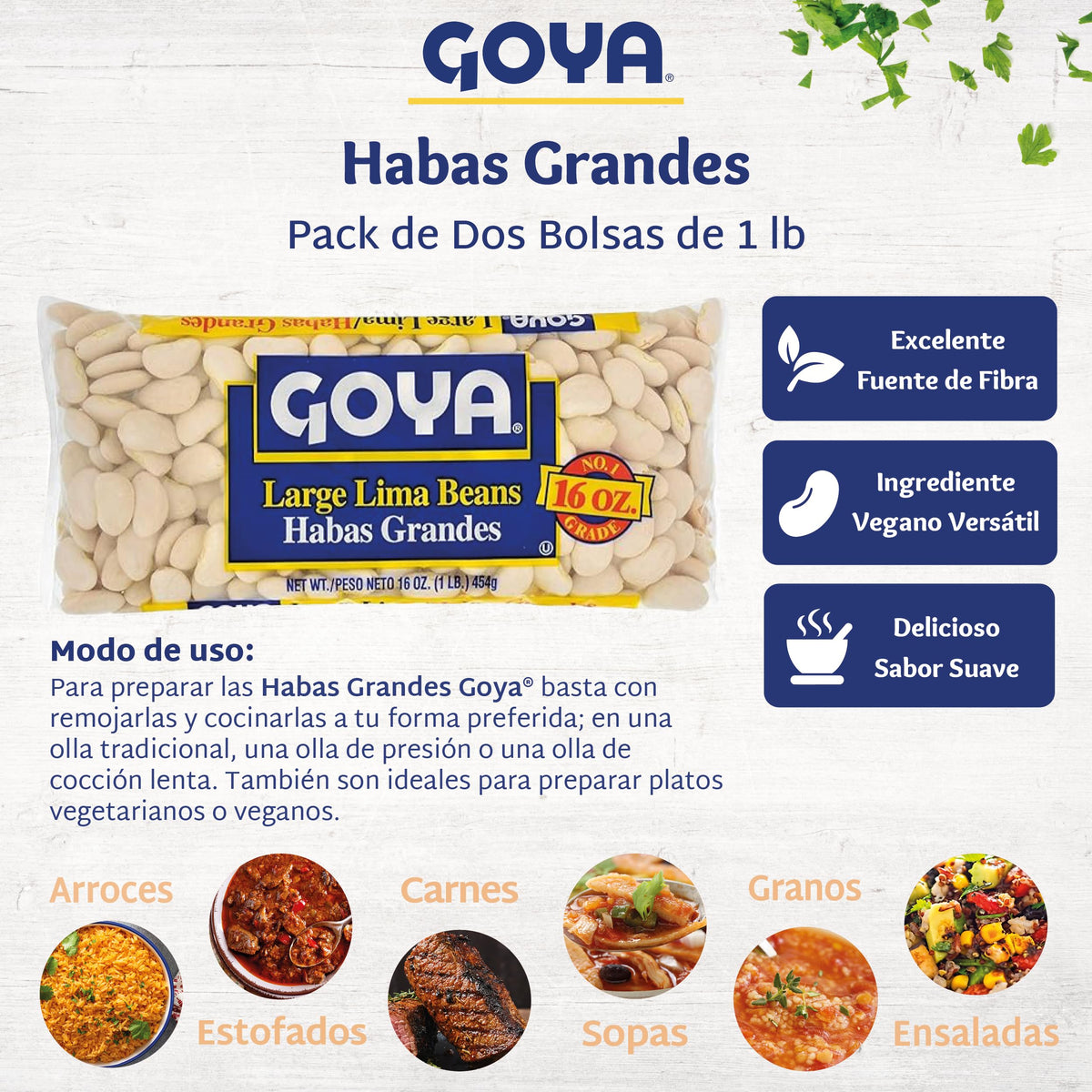 Goya Lima beans served in a bowl, illustrating versatile meal options.
