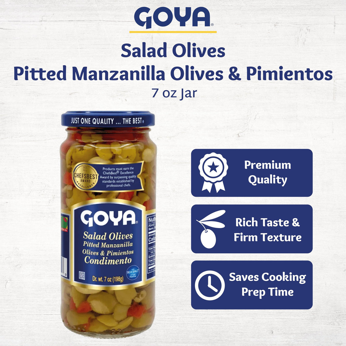 Goya Manzanilla olives in a bowl show glossy texture and vibrant color.