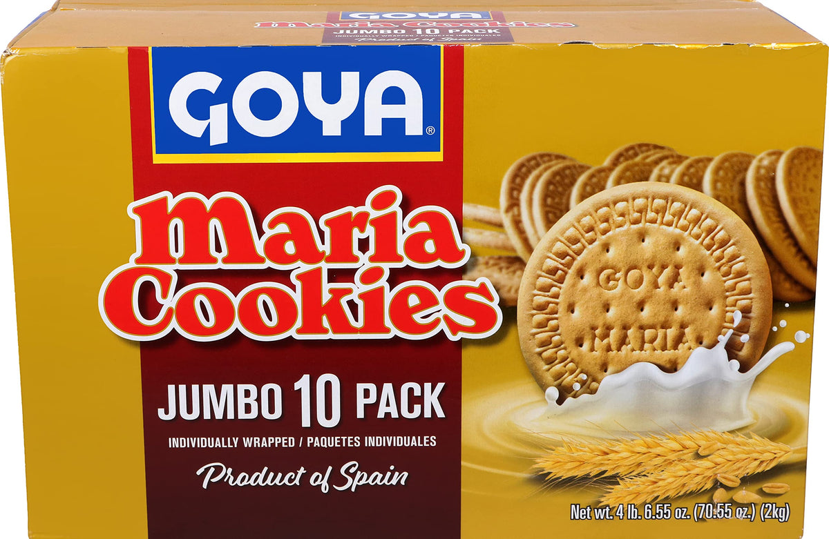 Goya Maria Cookies 7oz pack; crisp, subtly sweet biscuits for snacks or desserts