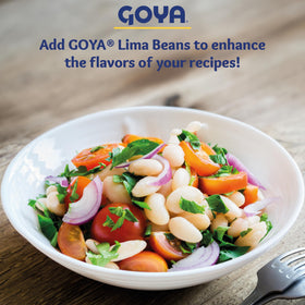 Goya pantry staple image featuring large Lima beans ready for daily meals.