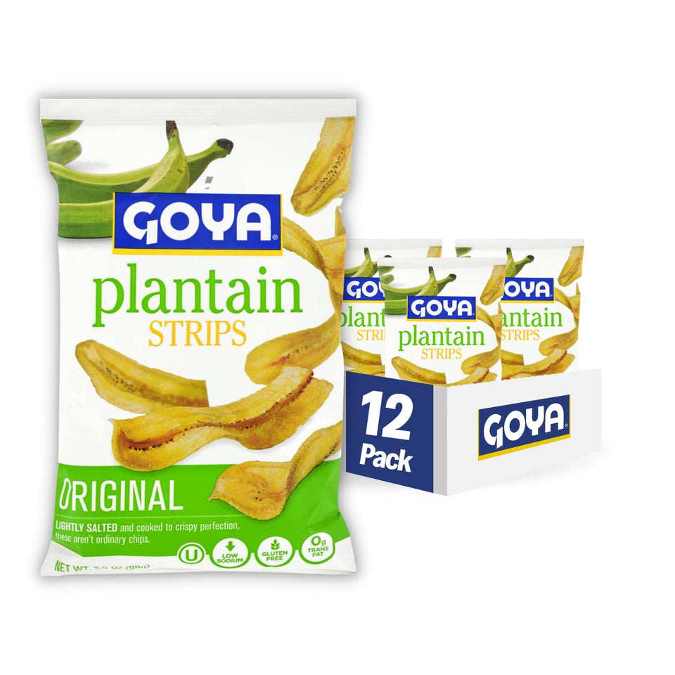Goya Plantain Strips Original flavor bag ideal for dipping in salsa or guacamole.