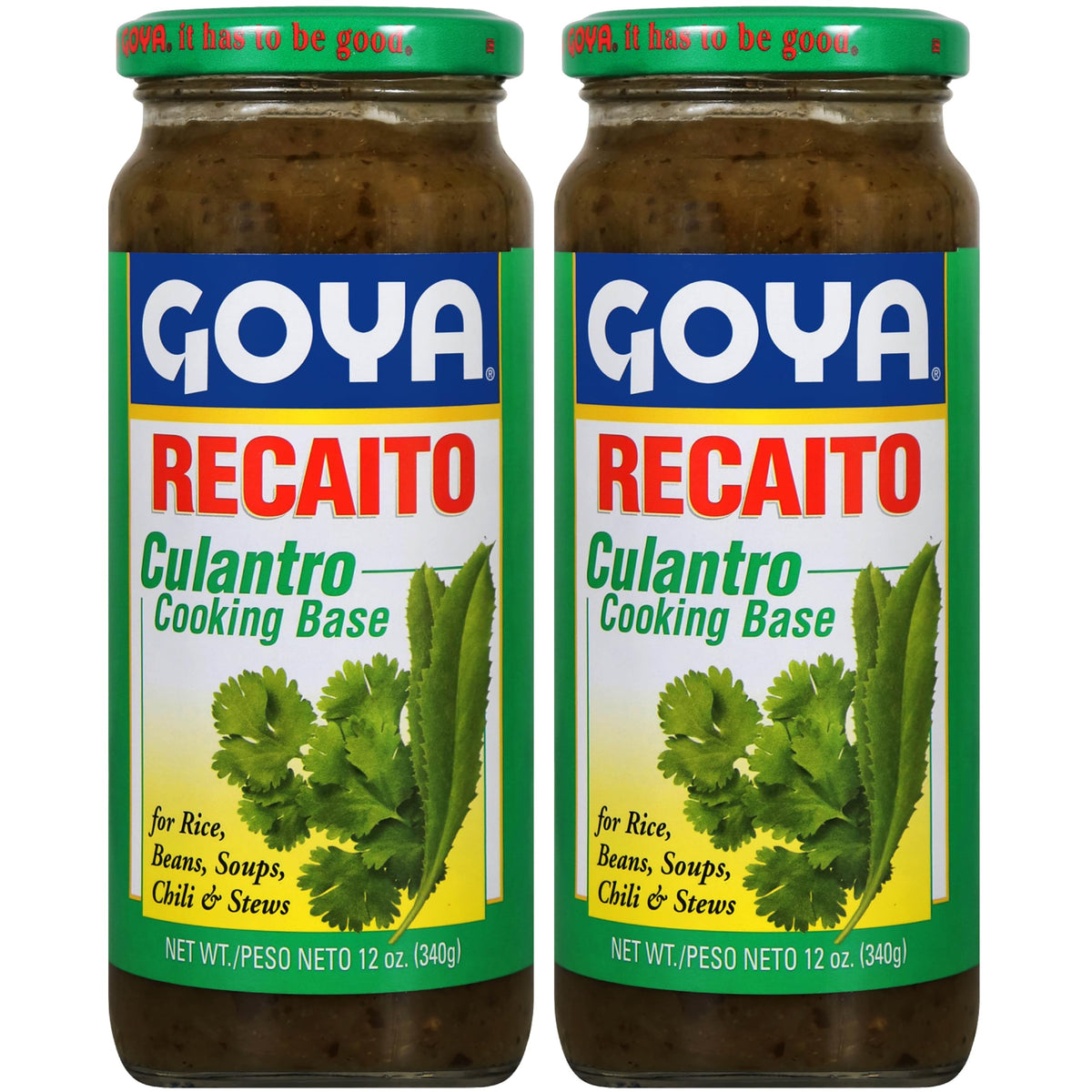 Goya Recaito bottle pour showing quick, flavorful Latin seasoning.