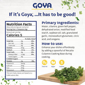 Goya Recaito cooking pan saute demonstrates versatile base for meats and vegetables.