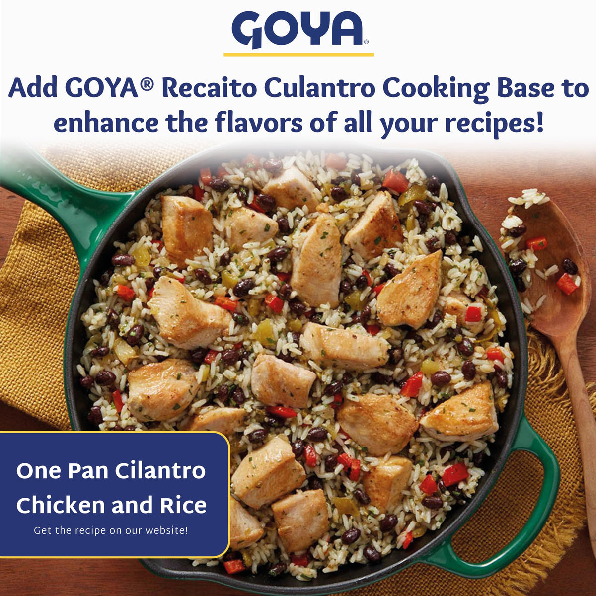Goya Recaito ingredients cilantro-onion-garlic image shows fresh flavor foundation for recipes.