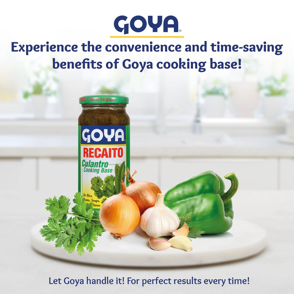 Goya Recaito steaming rice dish with vibrant aroma and color.