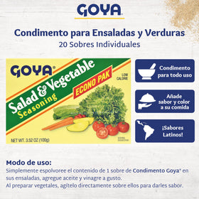 Goya jar closeup showing Latin-inspired spices for vegetables