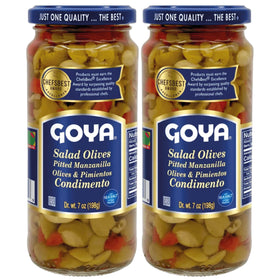 Goya salad olives with pitted Manzanilla offer bold, tangy flavor for salads.