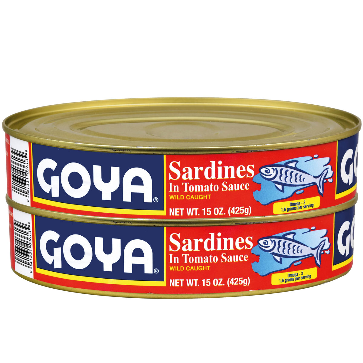 Goya Sardines in Tomato Sauce pack front, ready-to-eat pantry staple.