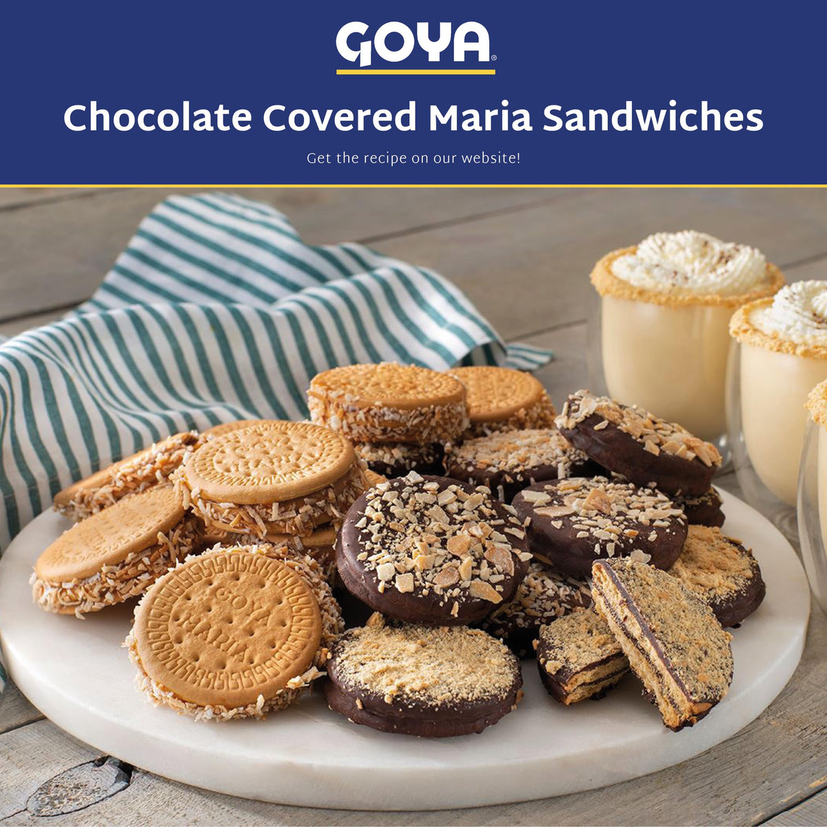 Goya Sugar Free Maria Cookies chocolate thin crisp for parties and gatherings.