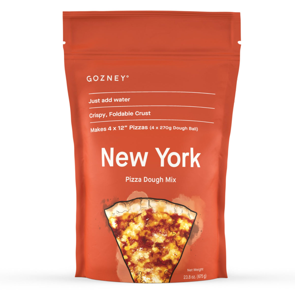 Gozney Just Add Water New York Dough Mix packaging for quick home pizza prep