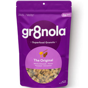 gr8nola THE ORIGINAL bag close-up, resealable freshness for anytime snacking