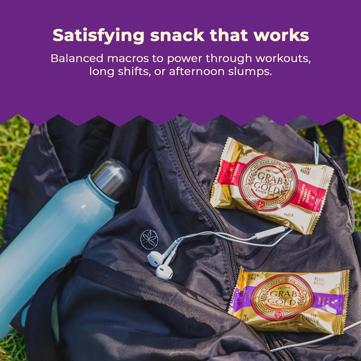 Grab The Gold packaging shot, on-the-go snack for busy days