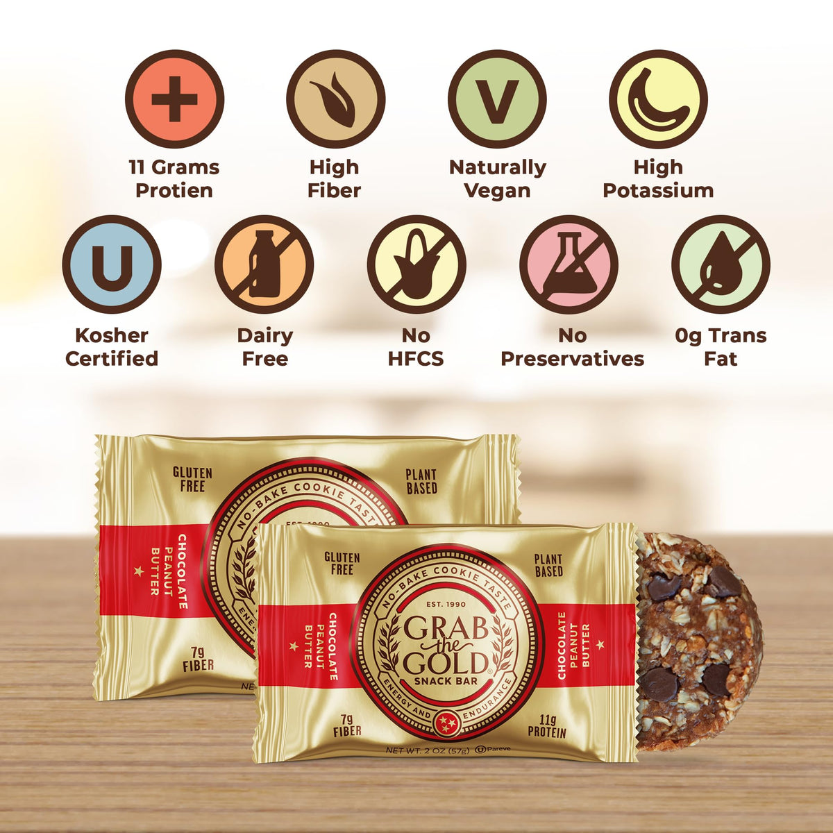 Grab The Gold bar in hand ready for on-the-go fueling.