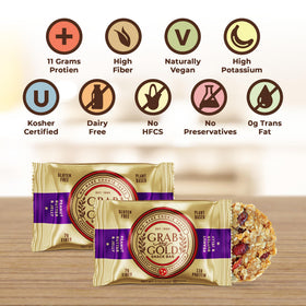Grab The Gold gluten-free vegan bars in carton illustrate dietary-friendly snack