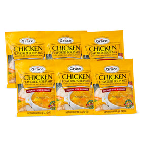 Grace chicken-flavored soup mix packaging front, showcasing Jamaican country style flavor for quick meals.
