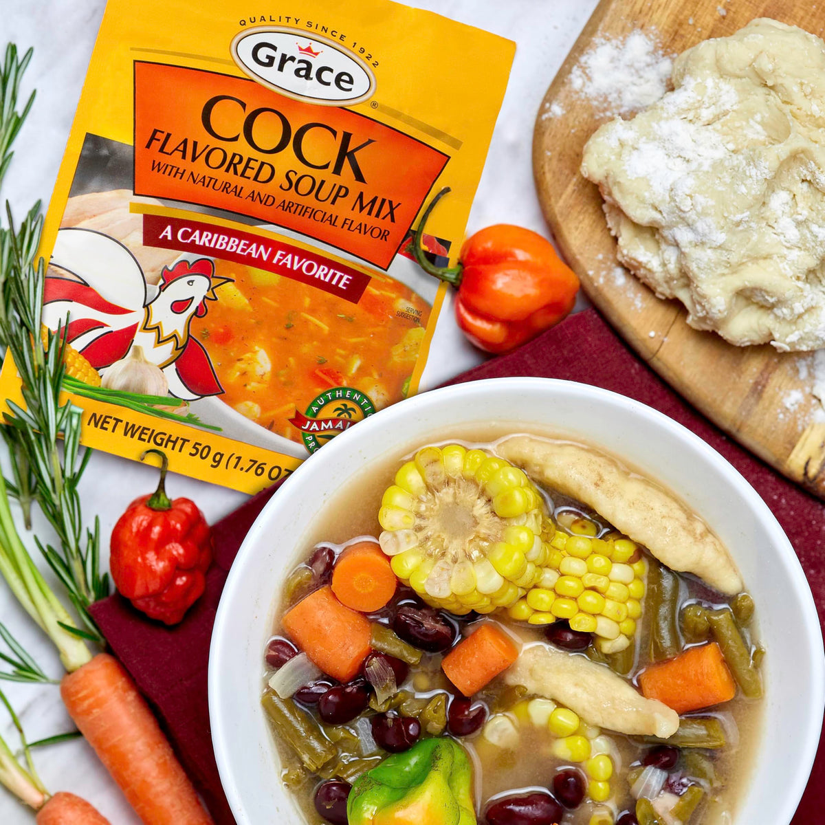 Grace Cock Flavored Soup Mix individual packets; simple seasoning for speedy soups.