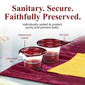 Grace communion-tray-compatible cups designed for easy setup during services.