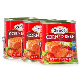 Grace Corned Beef can front view for a quick, protein-packed pantry staple.