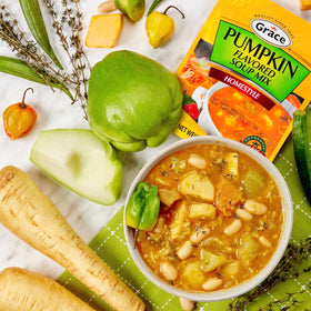 Grace homestyle Jamaican pumpkin soup mix packaging, showcasing authentic flavors.