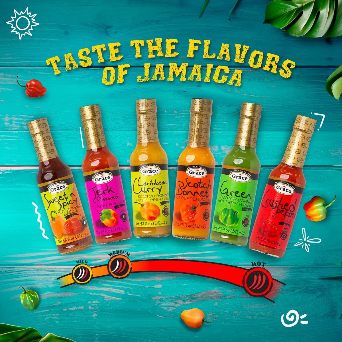 Grace packaging display shows three flavors ready for use