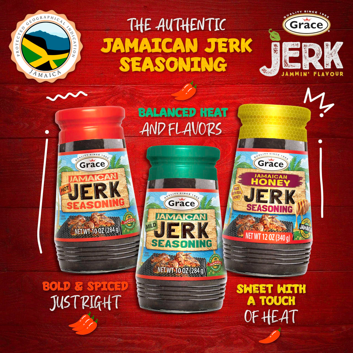 Plated Grace jerk dish showcases a flavorful Caribbean meal